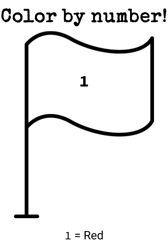 A color-by-number of a flag, where the entire flag is numbered 1 for red.