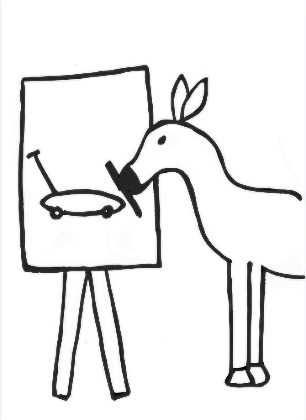 A sketch of a horse drawing a (CMU-style) buggy.