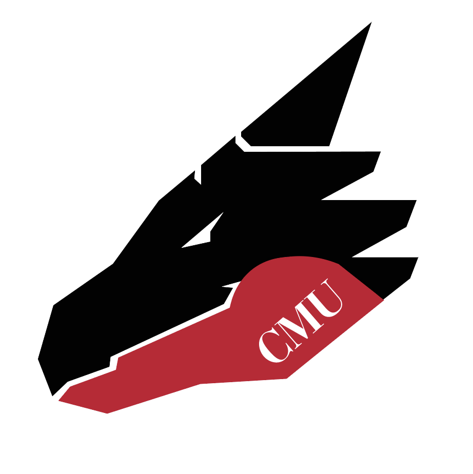A logo depicting a dragon with a black head and red jaw, which has "CMU" stamped on it in serif font.